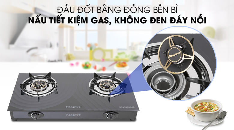 Đầu đốt -Bếp gas dương kính Kangaroo hai lò KG519M
