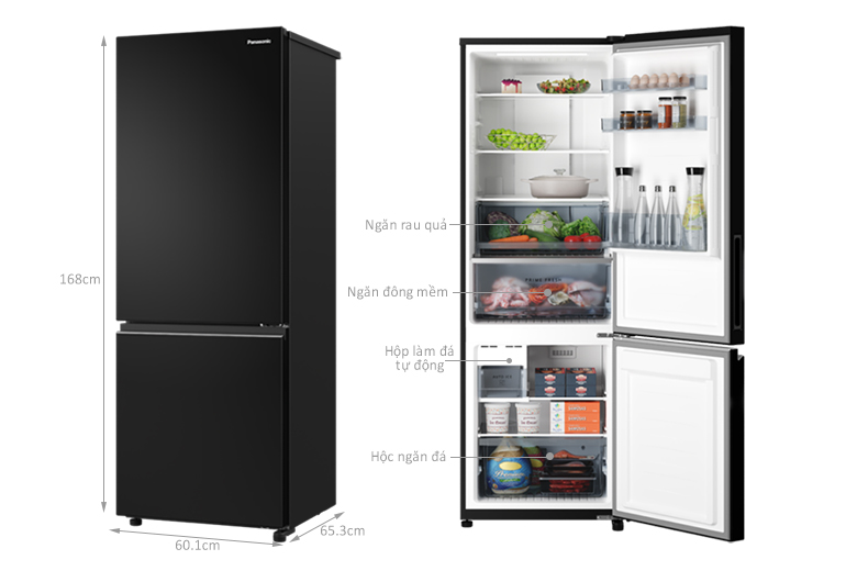 Tủ lạnh Panasonic Inverter 300 lít NR-BV331CPKV với những kích thước giúp người dùng lựa chọn sản phẩm 